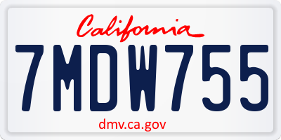 CA license plate 7MDW755