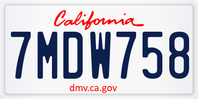 CA license plate 7MDW758
