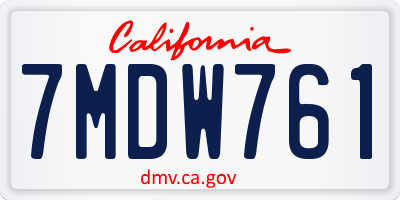 CA license plate 7MDW761