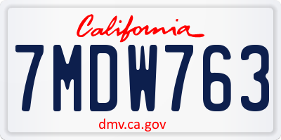 CA license plate 7MDW763