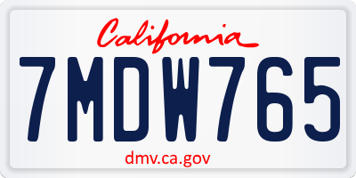CA license plate 7MDW765