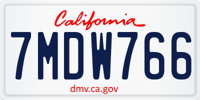 CA license plate 7MDW766