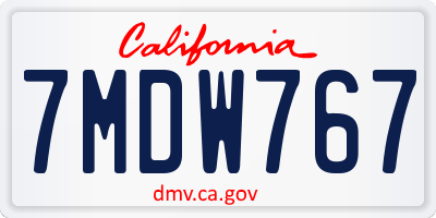 CA license plate 7MDW767