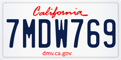 CA license plate 7MDW769