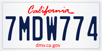 CA license plate 7MDW774