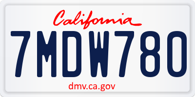 CA license plate 7MDW780