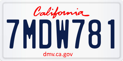 CA license plate 7MDW781