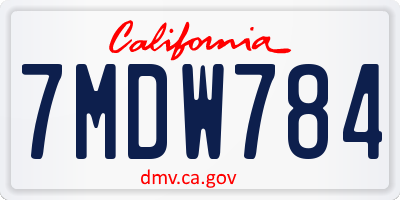 CA license plate 7MDW784