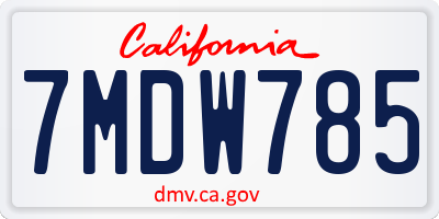CA license plate 7MDW785