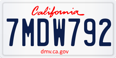 CA license plate 7MDW792