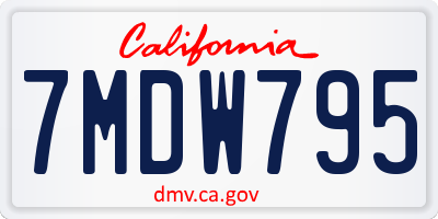 CA license plate 7MDW795