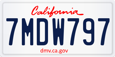 CA license plate 7MDW797