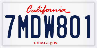 CA license plate 7MDW801