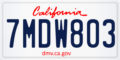 CA license plate 7MDW803