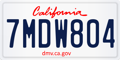 CA license plate 7MDW804