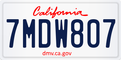 CA license plate 7MDW807