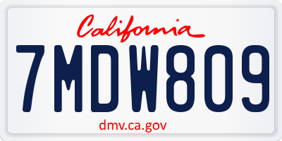 CA license plate 7MDW809