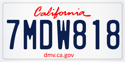 CA license plate 7MDW818