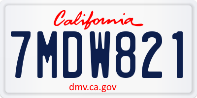 CA license plate 7MDW821