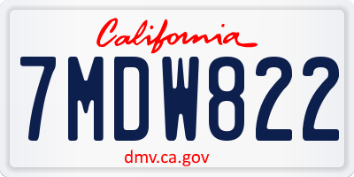 CA license plate 7MDW822