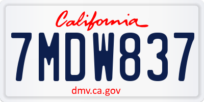 CA license plate 7MDW837