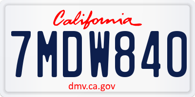 CA license plate 7MDW840