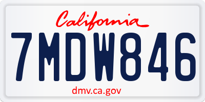 CA license plate 7MDW846