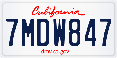 CA license plate 7MDW847