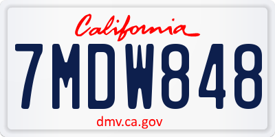 CA license plate 7MDW848