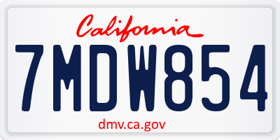 CA license plate 7MDW854