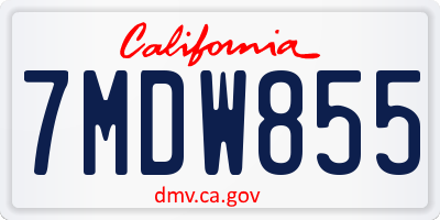 CA license plate 7MDW855