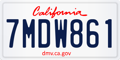 CA license plate 7MDW861