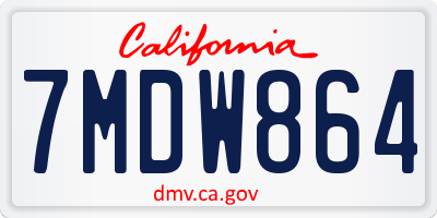 CA license plate 7MDW864