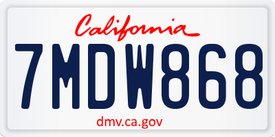 CA license plate 7MDW868