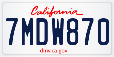 CA license plate 7MDW870