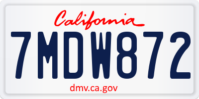 CA license plate 7MDW872