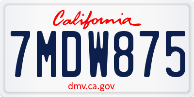 CA license plate 7MDW875