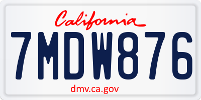 CA license plate 7MDW876