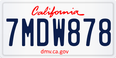 CA license plate 7MDW878