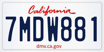 CA license plate 7MDW881