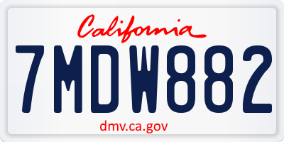 CA license plate 7MDW882