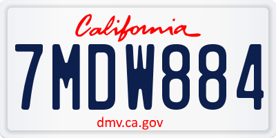 CA license plate 7MDW884