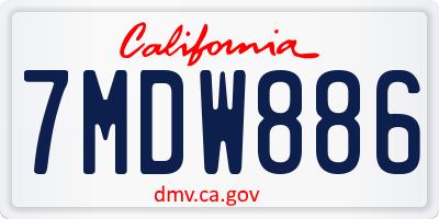 CA license plate 7MDW886