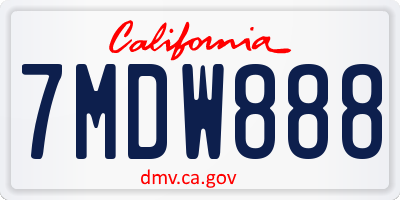 CA license plate 7MDW888