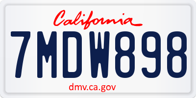 CA license plate 7MDW898