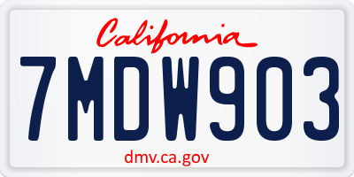 CA license plate 7MDW903