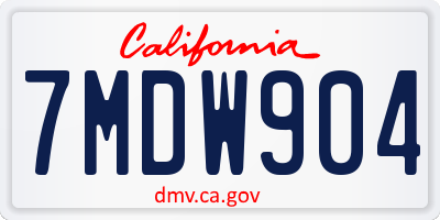 CA license plate 7MDW904