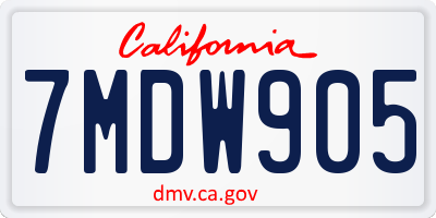 CA license plate 7MDW905