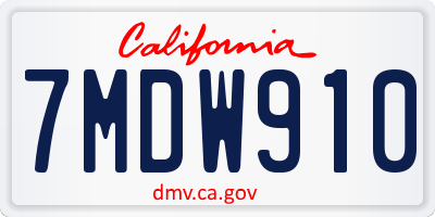 CA license plate 7MDW910