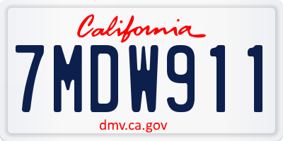 CA license plate 7MDW911